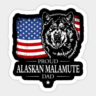 Proud Alaskan Malamute Dad American Flag patriotic gift dog Sticker